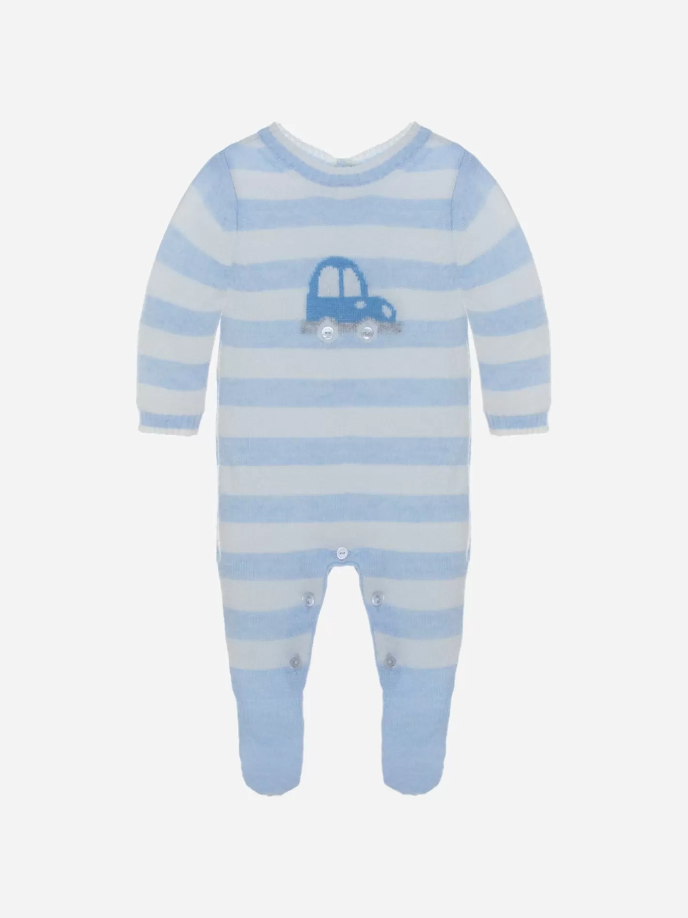 Fashion Patachou Babygrow Em Malha Azul E Branca