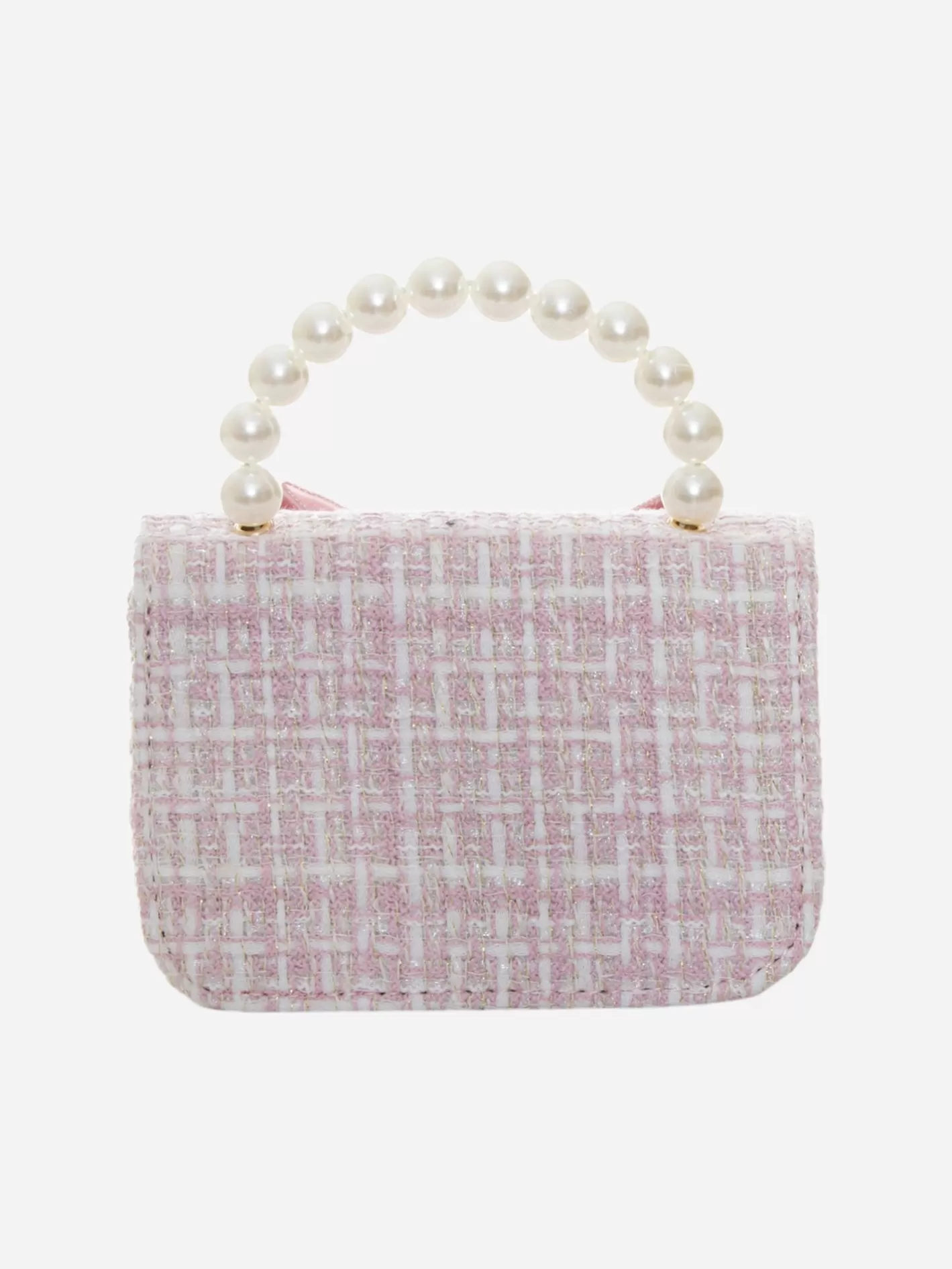 Outlet Patachou Bolsa Em Tweed Rosa E Alca De Perolas