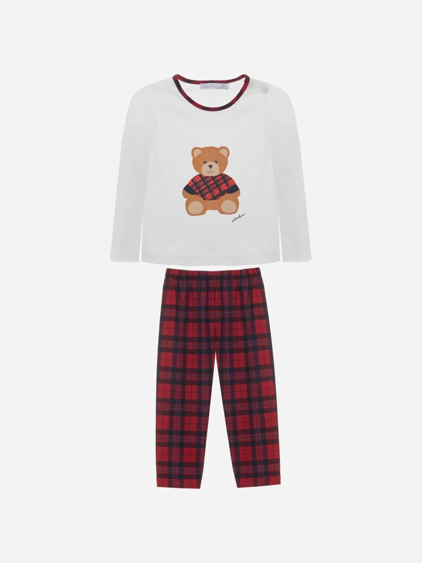 Clearance Patachou Conjunto De Pijama De Malha Laminada Branco E Ao Xadrez Vermelho