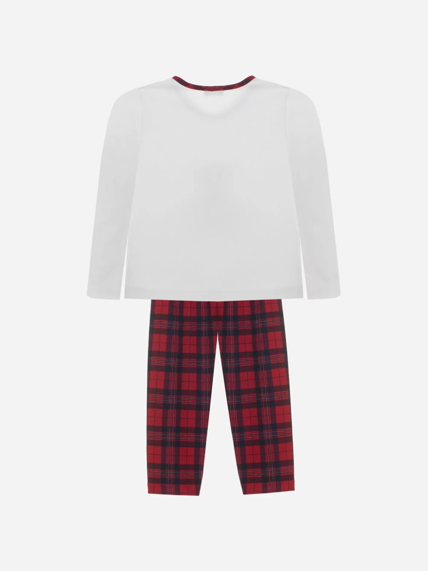 Clearance Patachou Conjunto De Pijama De Malha Laminada Branco E Ao Xadrez Vermelho