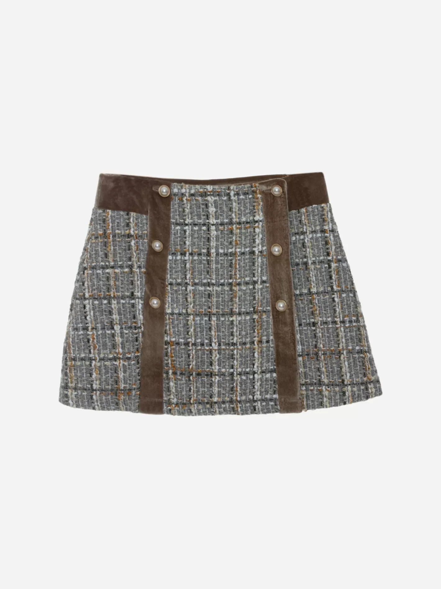 Shop Patachou Saia Em Tweed Ocre E Cinza