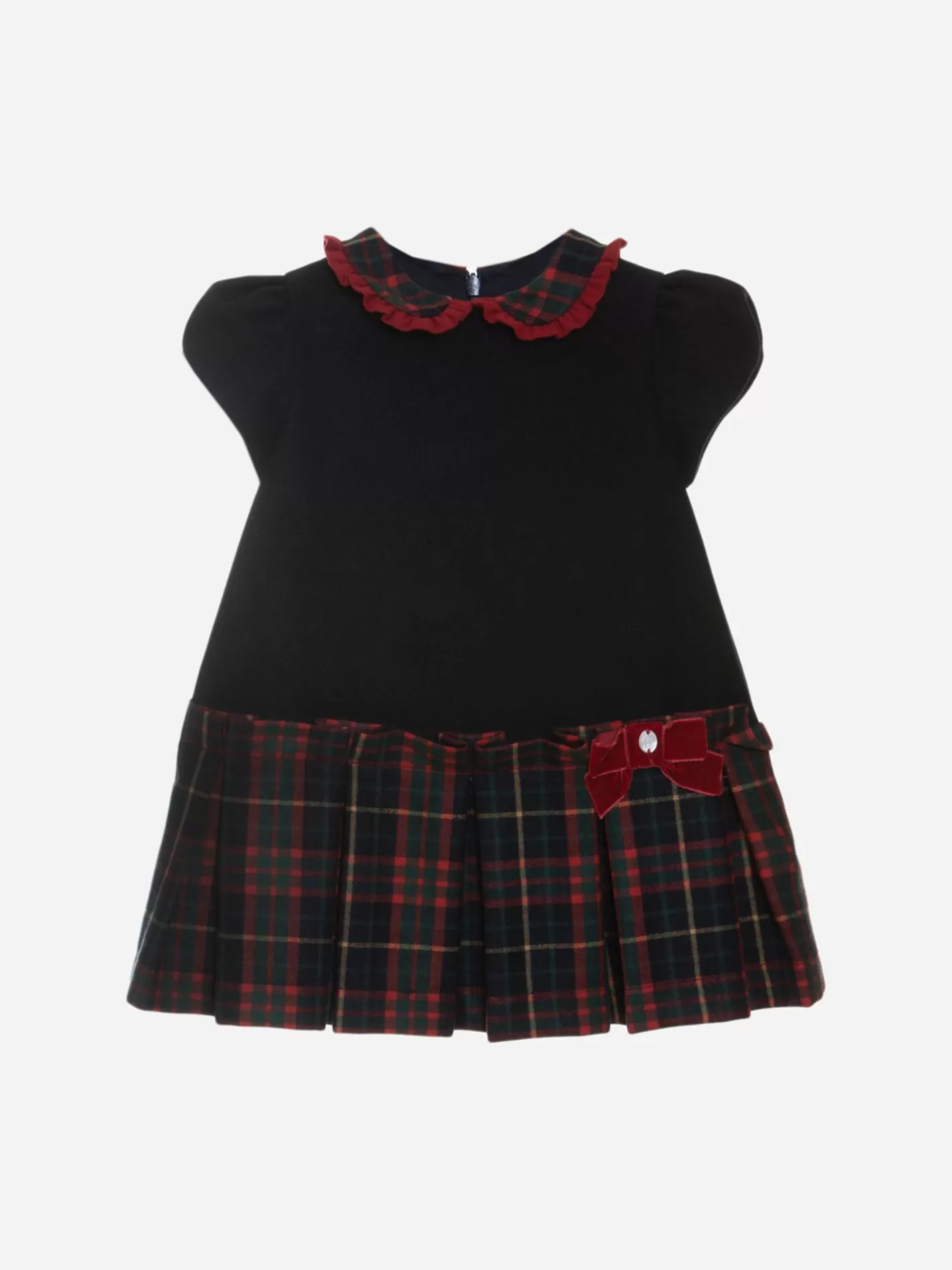 Discount Patachou Vestido Com Peito Em Flanela Lisa Azul Marinho E Xadrez