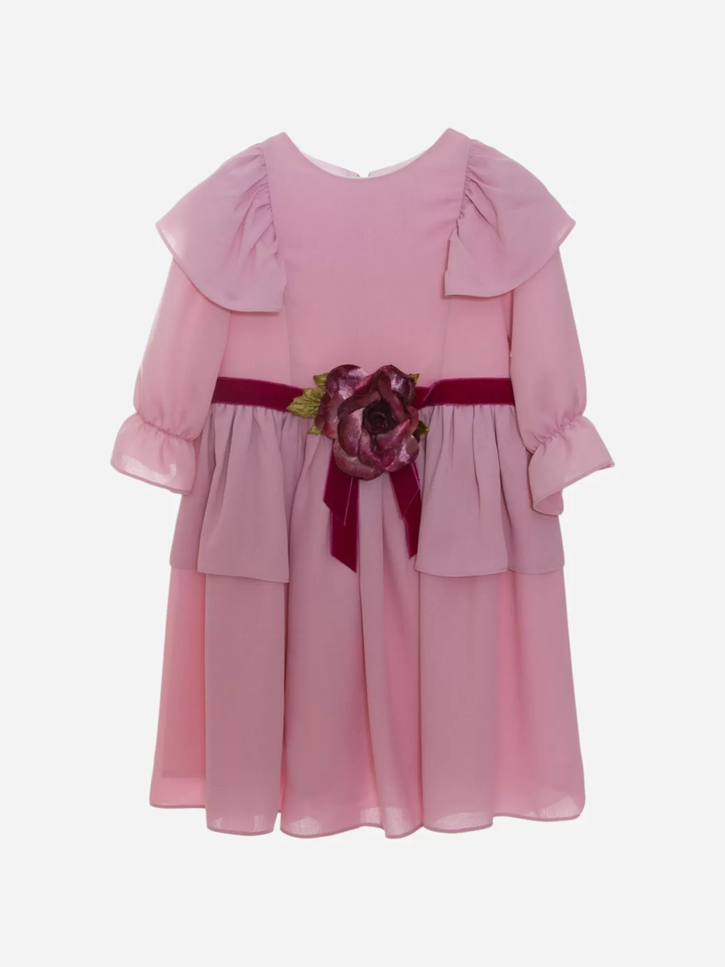 Store Patachou Vestido Em Chiffon Rosa E Cinto Em Chiffon Fucsia