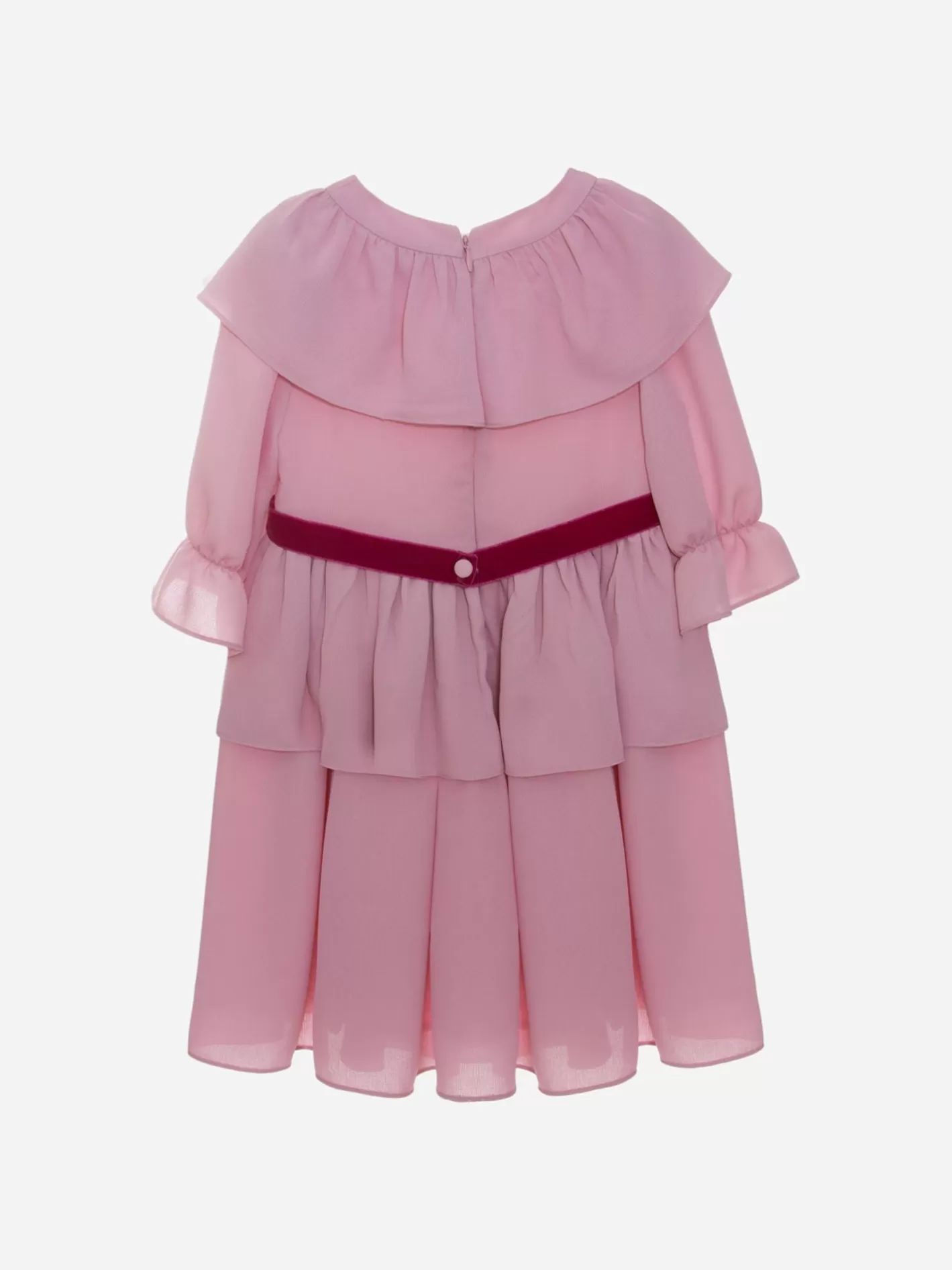 Store Patachou Vestido Em Chiffon Rosa E Cinto Em Chiffon Fucsia