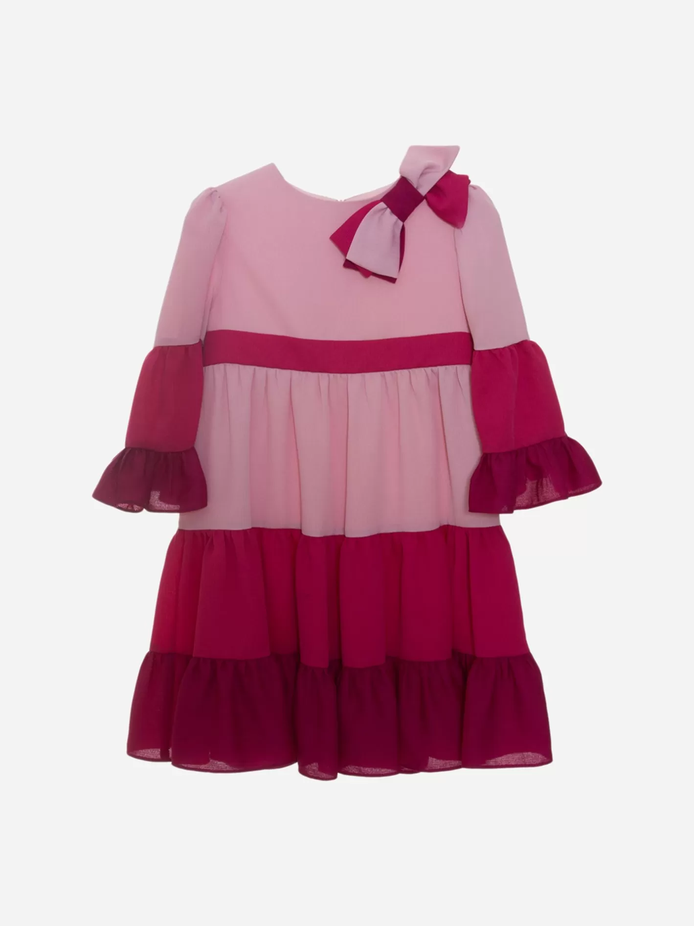 New Patachou Vestido Em Chiffon Rosa, Fucsia E Bordeaux