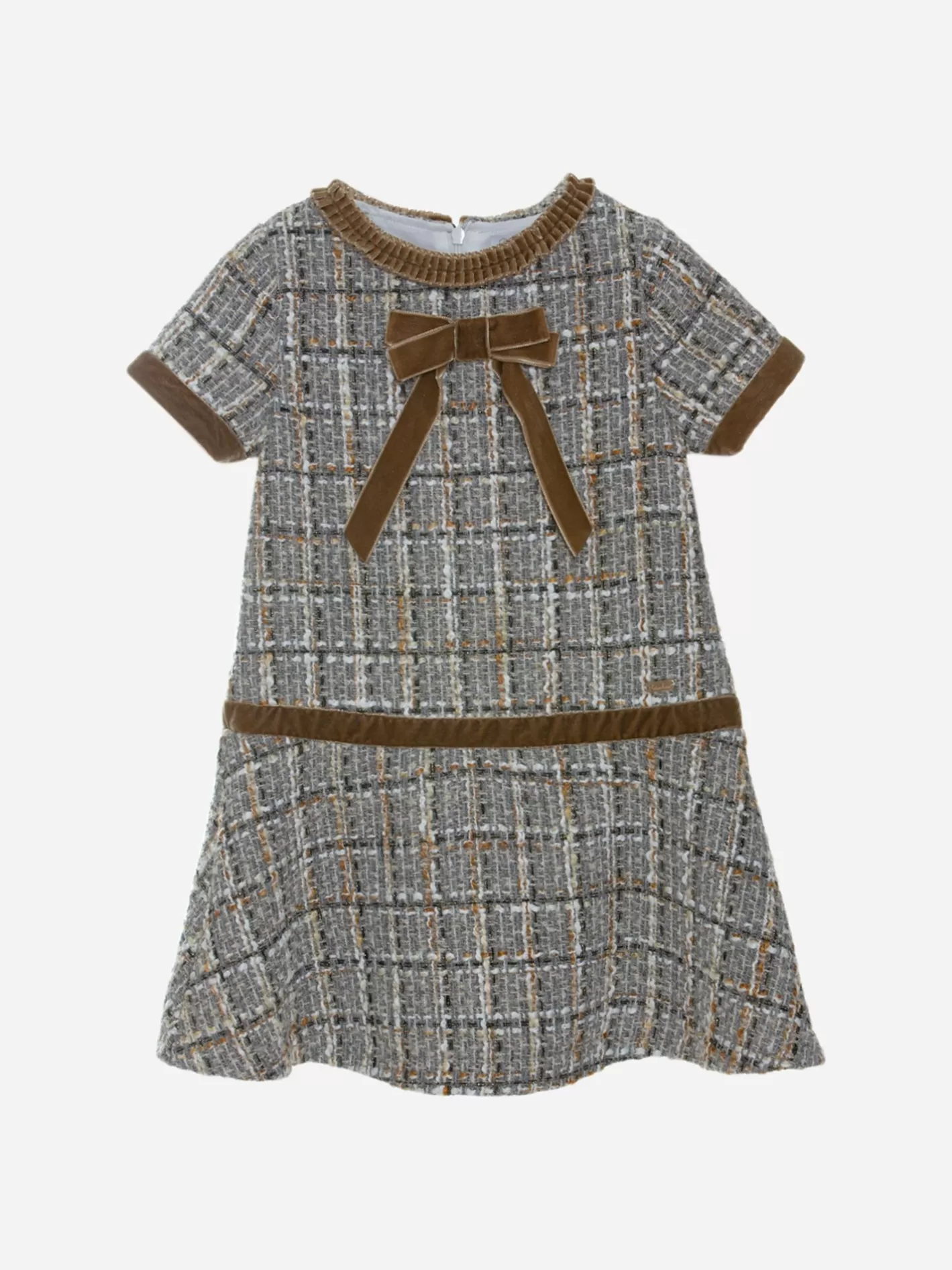 Shop Patachou Vestido Em Tweed Ocre E Cinza